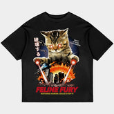 Feline Fury Oversized Black Tee